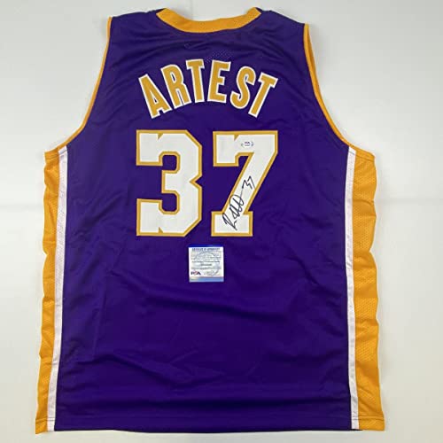 Autographed/Signed Ron Artest Los Angeles LA Purple Basketball Jersey PSA/DNA COA