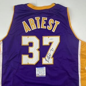 Autographed/Signed Ron Artest Los Angeles LA Purple Basketball Jersey PSA/DNA COA