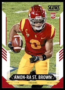 2021 score #330 amon-ra st. brown usc trojans rookie football card