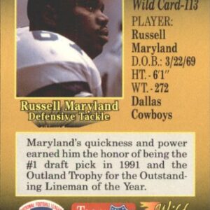 1991 Wild Card Football Rookie Card #113 Russell Maryland