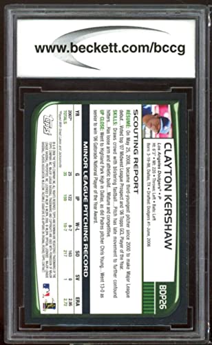 2008 Bowman Draft #BDP26 Clayton Kershaw Rookie Card BGS BCCG 10 Mint+