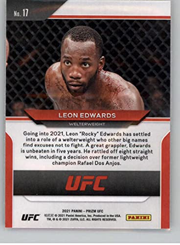 2021 Panini Prizm UFC MMA #17 Leon Edwards Welterweight Vertical Official Mixed Martial Arts Trading Card in Raw (NM or Better) Condition