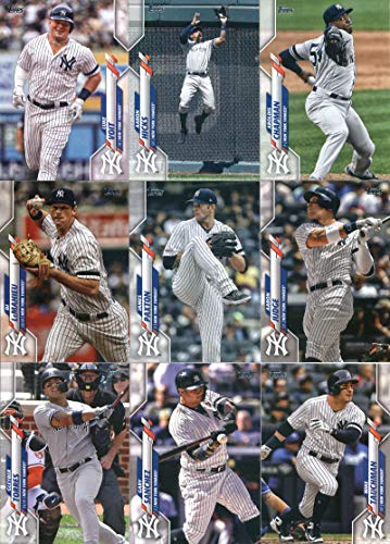 2020 Topps Series 1 New York Yankees Team Set of 12 Cards: Aaron Judge(#7), Gleyber Torres(#16), Gary Sanchez(#46), James Paxton(#68), New York Yankees(#83), DJ LeMahieu(#121), Gleybar Torres/Didi Gregorius(#157), Aroldis Chapman(#161), Aaron Hicks(#252),