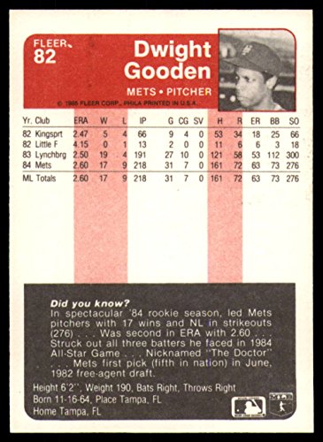 1985 Fleer #82 Dwight Gooden NM-MT RC Rookie New York Mets Baseball