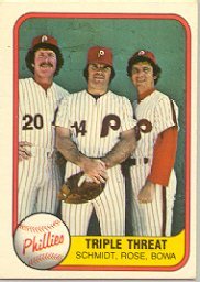 1981 Fleer Pete Rose/Larry Bowa/Mike Schmidt Baseball Card #645 - Shipped In Protective Display Case!