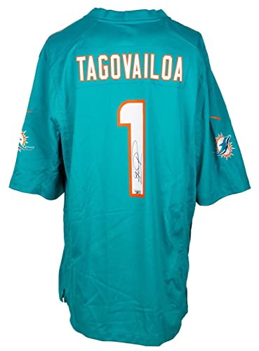 Tua Tagovailoa Signed Teal Nike Miami Dolphins Football Jersey Fanatics - Autographed NFL Jerseys