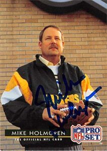 mike holmgren autographed football card (green bay packers head coach) 1992 pro set #180 – nfl autographed football cards