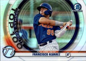 2020 bowman chrome scouts top 100#btp-77 francisco alvarez new york mets rc rookie mlb baseball trading card