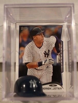 Derek Jeter New York Yankees Mini Helmet Card Display Collectible Topps Auto Shadowbox Autograph