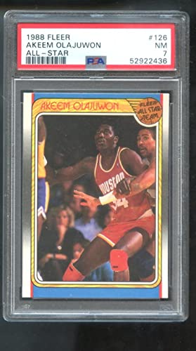 1988-89 Fleer #126 Akeem Olajuwon All-Star PSA 7 Graded Basketball Card NBA Hakeem 1988 1989 Houston Rockets AS