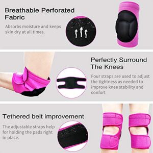 JYBTAA Women Knee Pads for Cleaning House Floors,Gardening Work, Carpet, Roofing,kneepads with Soft Inner Liner, Adjustable knee pads Suitable Garden,Flooring Yard,Pink L