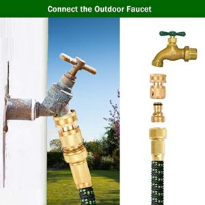 Hopcorner 6 Sets Garden Hose Quick Connector, Solid Brass 3/4 Inch GHT Thread Fitting No-Leak, Water Hose Female and Male Easy Connect