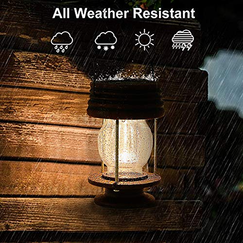 Pearlstar Solar Lantern Outdoor Waterproof Hanging Solar Garden Lights - 2 Pack Solar Powered Landscape Christmas Lanterns with Retro Design for Patio, Yard, Garden and Pathway Decor ( Warm Light )