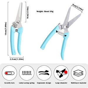 Sunnyac Garden Pruning Shears Scissors, 2 Pack Gardening Tools Hand Pruners, Floral Secateurs, Tree Trimmer, Clippers for Cutting Flowers and Plants, Trimming Branches, Bonsai, Fruits Picking (Color2)