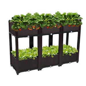 vingli square raised garden bed, self-watering plastic planter for indoor outdoor vegetables, fruits, potato, flowers, all weather (6 pcs)