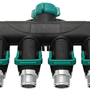 Riemex 4 Ways Garden Hose Splitter Metal Hose Connector, Easy Grip, Easy to Open