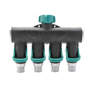 Riemex 4 Ways Garden Hose Splitter Metal Hose Connector, Easy Grip, Easy to Open