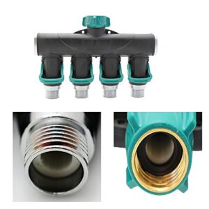 Riemex 4 Ways Garden Hose Splitter Metal Hose Connector, Easy Grip, Easy to Open