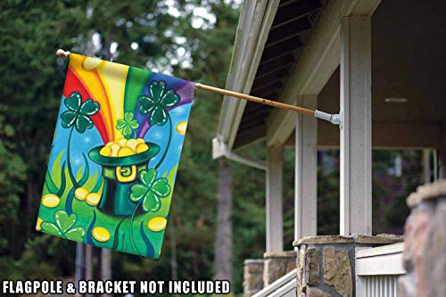 Toland Home Garden 102572 Hat 'O Gold St Patricks Day Flag 28x40 Inch Double Sided St Patricks Day Garden Flag for Outdoor House St Pats Flag Yard Decoration