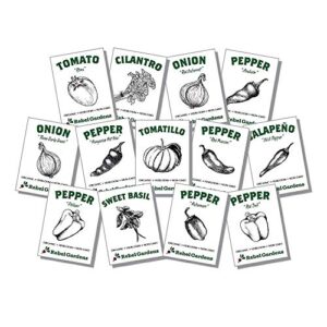 organic salsa garden seed kit – 13 varieties of heirloom non-gmo vegetable herb and pepper seeds – tomatoes, tomatillo, and onions