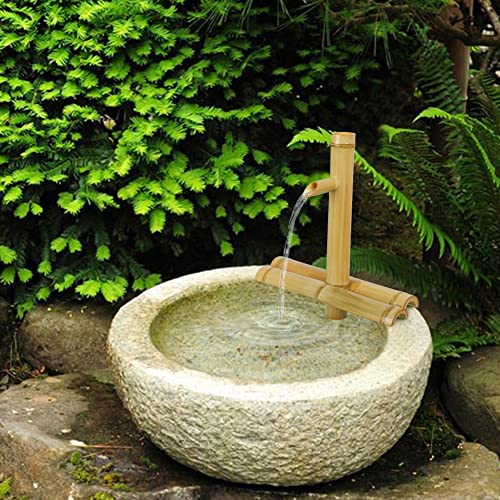 foci cozi,Bamboo Water Fountain Without Pump,Water Fountain Outdoor Indoor,Zen Garden Decor for Desk Patio Yard,12 Inch