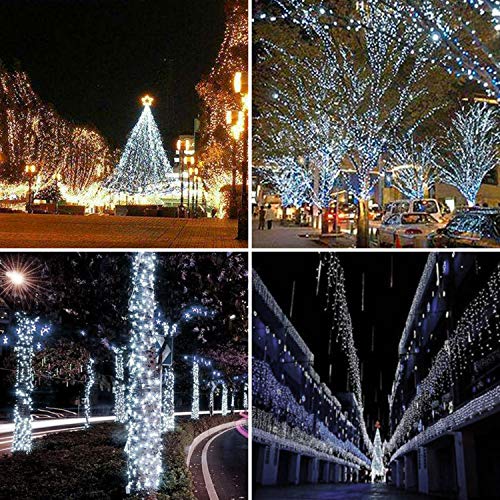 SPRKLINLIN 2 Pack 100 LED Solar Power Fairy Lights, 33FT Outdoor Fairy Lights Waterproof Copper Wire 8 Modes Fairy Lights for Garden, Patio, Wedding, Party, Christmas, Home (White)