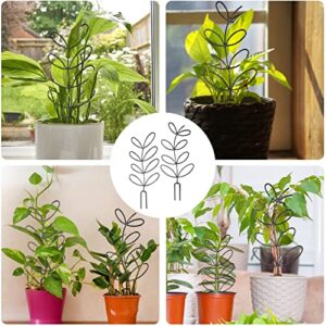 4 Pcs Small Metal Trellis for Potted Plants,Indoor Plants Trellis for Climbing,Leaf Shapes Mini Plant Trellis Support Stake House Plant Trellis for Garden Potted, Hoya, Pothos, Flower, Monstera(Black)