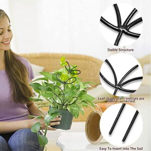 4 Pcs Small Metal Trellis for Potted Plants,Indoor Plants Trellis for Climbing,Leaf Shapes Mini Plant Trellis Support Stake House Plant Trellis for Garden Potted, Hoya, Pothos, Flower, Monstera(Black)