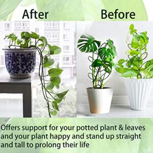 4 Pcs Small Metal Trellis for Potted Plants,Indoor Plants Trellis for Climbing,Leaf Shapes Mini Plant Trellis Support Stake House Plant Trellis for Garden Potted, Hoya, Pothos, Flower, Monstera(Black)