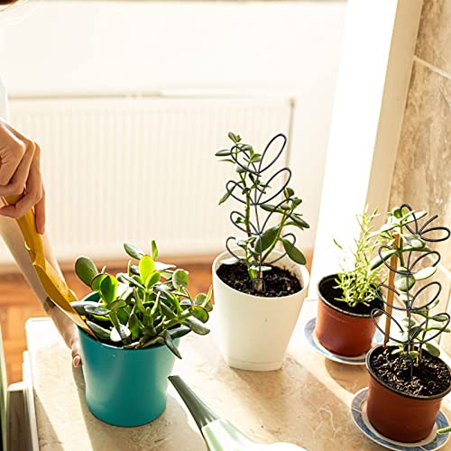 4 Pcs Small Metal Trellis for Potted Plants,Indoor Plants Trellis for Climbing,Leaf Shapes Mini Plant Trellis Support Stake House Plant Trellis for Garden Potted, Hoya, Pothos, Flower, Monstera(Black)