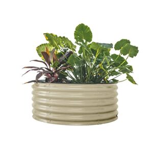 Vego garden 17" Tall 42" Round Raised Garden Bed Metal Raised Bed Planter Box for Vegetables Flowers Patio, Pearl White