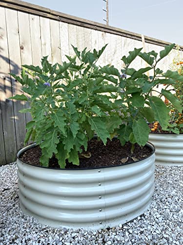 Vego garden 17" Tall 42" Round Raised Garden Bed Metal Raised Bed Planter Box for Vegetables Flowers Patio, Pearl White