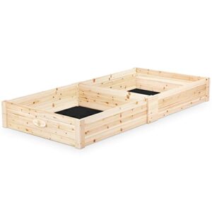 boldly growing wooden raised garden bed kit – large outdoor elevated ground planter beds for growing fruit/vegetables/herbs – (90 x 47 x 11) inches – natural rot-resistant wood lasts years…