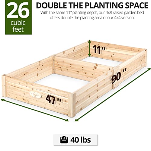 Boldly Growing Wooden Raised Garden Bed Kit – Large Outdoor Elevated Ground Planter Beds for Growing Fruit/Vegetables/Herbs – (90 x 47 x 11) inches – Natural Rot-Resistant Wood Lasts Years…