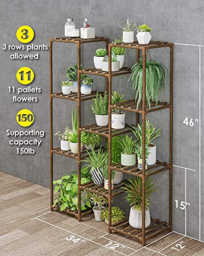 Bamworld Plant Stand Indoor Plant Shelf Tall Large Plant Shelves Holder Wood for Living Room Outdoor Plant Rack Indoor Multiple Plants Patio Balcony Garden