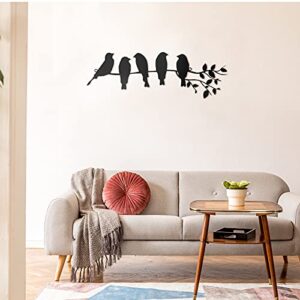 Ferraycle Metal Bird Wall Art Birds on the Branch Wall Decor Leaves with Birds Metal Sculpture Bird Silhouette Metal Ornament Branch Wall Hanging Sign for Balcony Garden Home Decor (Black)
