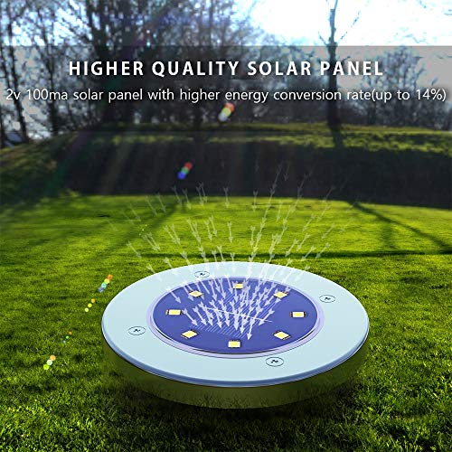 Solar Lights Outdoor, Disk Lights Solar Powered - 8 Led, Outdoor in-ground Solar Lights for Landscape, Walkway, Lawn, Steps Decks, Pathway Yard Stairs Fences, LED lamp, Waterproof (Warm White-8pcs)