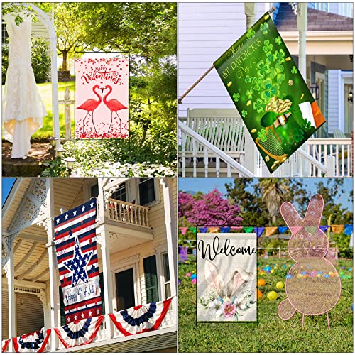 28 x 40'' Seasonal Garden Flags 8 Pack Large Holiday Yard Flags Valentines Garden Flags Double Sided Seasonal Lawn Flags Polyester Festive Outdoor Flag Set for Seasons Holiday Outside Decor (Cute)