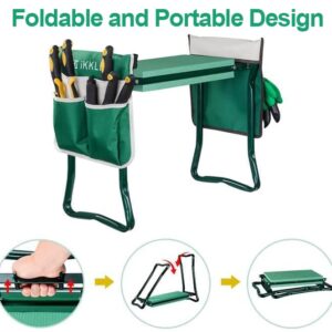 Garden Kneeler and Seat Heavy Duty, Gardening Stool Bench with Kneeling Pad, Folding Garden Stool Multifunctional Kneeler with 2 Tool Bags, Seed Organizer, Great Gardening Gift