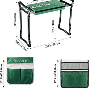 Garden Kneeler and Seat Heavy Duty, Gardening Stool Bench with Kneeling Pad, Folding Garden Stool Multifunctional Kneeler with 2 Tool Bags, Seed Organizer, Great Gardening Gift