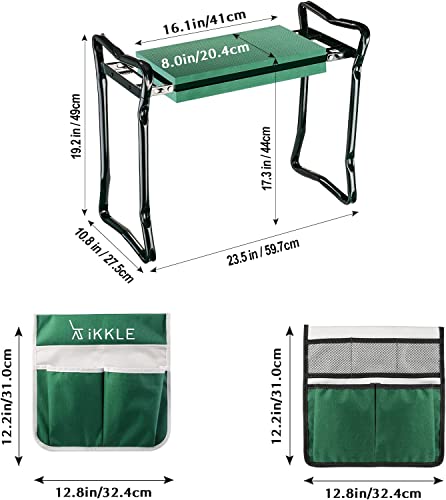 Garden Kneeler and Seat Heavy Duty, Gardening Stool Bench with Kneeling Pad, Folding Garden Stool Multifunctional Kneeler with 2 Tool Bags, Seed Organizer, Great Gardening Gift