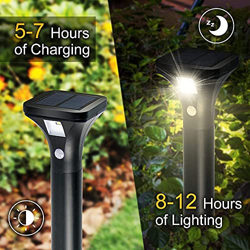 AURAXY LED Solar Powered Motion Sensor Pathway Lights, Battery Powered Outdoor Waterproof Motion Detector Walkway Light, Use for Your House's Yard Backyard Driveway Sidewalk Path Garden etc.(4 Pack)