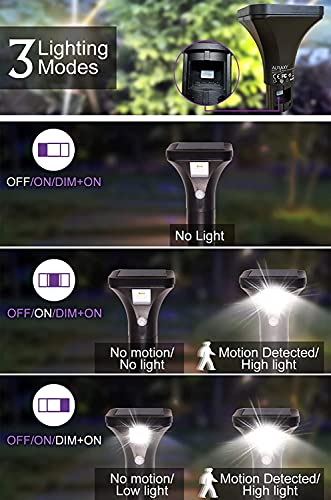 AURAXY LED Solar Powered Motion Sensor Pathway Lights, Battery Powered Outdoor Waterproof Motion Detector Walkway Light, Use for Your House's Yard Backyard Driveway Sidewalk Path Garden etc.(4 Pack)