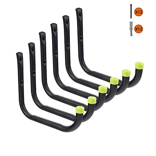 Intpro Garage Organization Hooks Heavy Duty Garage Storage Utility Wall Hooks Garden Tool Wall Hanger for Ladder Bike Shelf Hose Power Tool 6 Pack