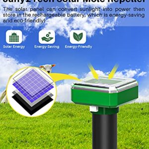 Solar Mole Repellent, Ultrasonic & Solar Powered Gopher Repellent, Waterproof Sonic Groundhog Repeller Rodent Gopher Deterrent Vole Chaser for Lawn, Yard & Garden of Outdoor Use (4 Pack)