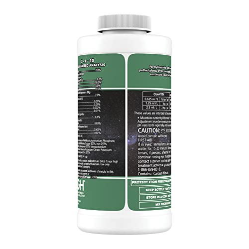 General Hydroponics FloraNova Grow 7-4-10, Robust Strength of Dry Fertilizer But in Rapid Liquid Form, Use for Hydroponics, Soilless Mixtures, Containers & Garden Grown Plants, 1-Pint