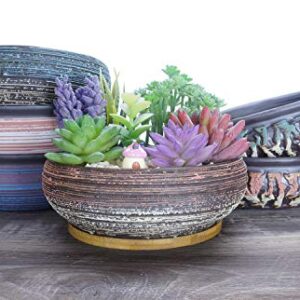 ARTKETTY Succulent Pots, 8 Inch Large Succulent Planters with Drainage Ceramic Bonsai Pot with Tray for Indoor Outdoor Plants Garden Decorative Cactus Flower Plant Container Bowl