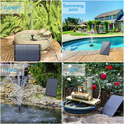 AISITIN 9W Solar Water Pump Kit, Solar Powered Water Fountain Pump with 6 Nozzles, DIY Fountain Kit for Bird Bath, Ponds, Garden