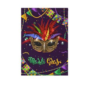 kcldeci happy mardi gras mask welcome garden flag 12×18 inch fleur de lis carnival yard flags large vertical double sided house flag holiday decorative flags for yard farmhouse