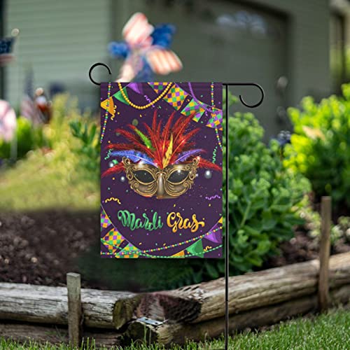 Kcldeci Happy Mardi Gras Mask Welcome Garden Flag 12x18 Inch Fleur De Lis Carnival Yard Flags Large Vertical Double Sided House Flag Holiday Decorative Flags for Yard Farmhouse